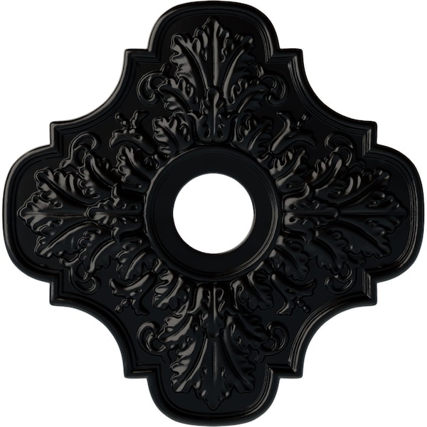 Ekena Millwork Peralta Ceiling Medallion (Fits Canopies up to 4 5/8"), 17 3/4"OD x 3 1/8"ID x 1"P, Jet Black CM17PEBLF - main